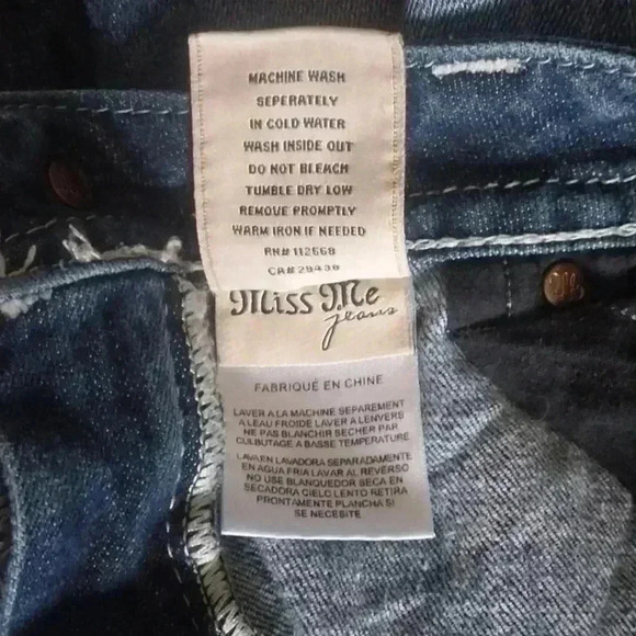 MISS ME BLING STUDDED EMBROIDERED CROSS CROP DENIM JEAN - Picture 7 of 9